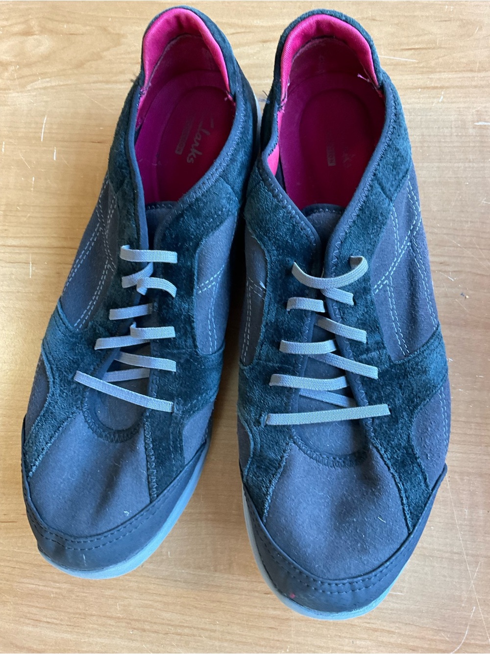 Clarks Women's Black Suede and Fabric Sneakers, size 11